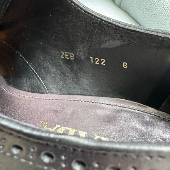 Prada Wingtip Derby Full Brogue Leather Shoes Black 2eb122 Men\'s 8 Authentic main image 4